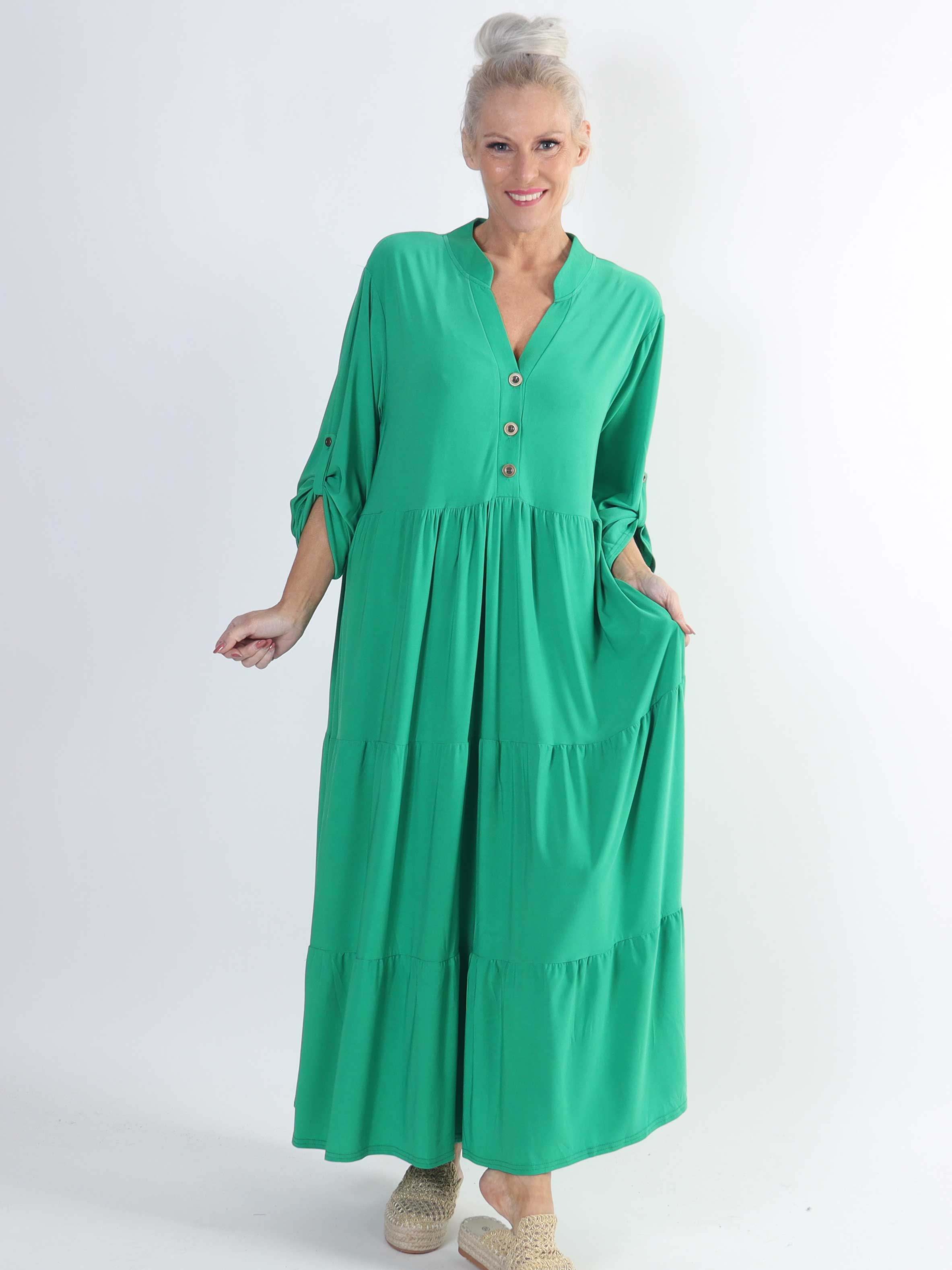 Milano Plain - Lång enfärgad plus size klänning med lager på lager look